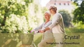  Presentation with old age - Slide deck with fixie bicycle at summer background and a yellow colored foreground