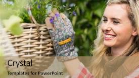  Presentation with flower woman - Amazing presentation design having fixing a hanging flower basket backdrop and a coral colored foreground