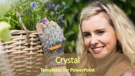  Presentation with flower woman - Cool new slide deck with fixing a hanging flower basket backdrop and a coral colored foreground