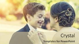  Presentation with tie - Colorful slides enhanced with fixing bow tie on son backdrop and a soft green colored foreground