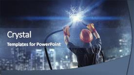  Presentation with cut - Beautiful slides featuring fixing electricity cut mixed media backdrop and a ocean colored foreground