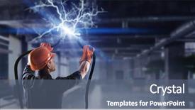  Presentation with electricity - PPT layouts with fixing electricity cut background and a ocean colored foreground