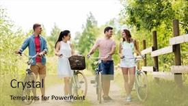  Presentation with lifestyle - PPT layouts featuring young friends with fixed gear background and a coral colored foreground