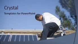  Presentation with healthy workplace full length side view - Presentation design featuring squadron - old disused military hangar background and a dark gray colored foreground