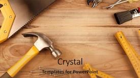  Presentation with wood tools - Amazing presentation having fixing things - assorted work tools on wood backdrop and a  colored foreground