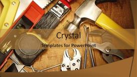 Presentation with wood tools - Cool new slide set with fixing things - assorted work tools on wood backdrop and a gold colored foreground