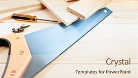  Presentation with tools - Audience pleasing PPT layouts consisting of fixing things - assorted work tools on wooden backdrop and a  colored foreground