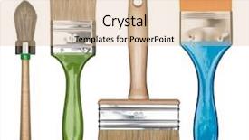  Presentation with paint - PPT theme consisting of fixing things - paint brushes isolated on white background and a lemonade colored foreground