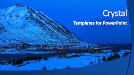  Presentation with dusk - Slide deck featuring ocean temperature - beautiful view on siglufjordur background and a cobalt blue colored foreground