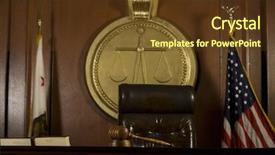  Presentation with court gavel - Theme with california flag - closeup of judge's seat background and a tawny brown colored foreground