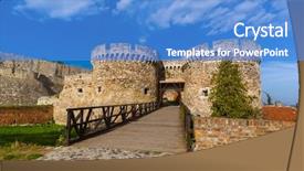  Presentation with architecture - Theme with christian flag - kalemegdan fortress in belgrade background and a teal colored foreground