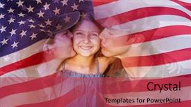  Presentation with united states flag - PPT theme consisting of flag against soldier couple reunited background and a red colored foreground