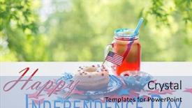  Presentation with summer celebration - Presentation theme consisting of flag and candies in disposable background and a light blue colored foreground