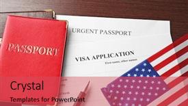  Presentation with usa flag - Audience pleasing theme consisting of application form on table immigration backdrop and a red colored foreground