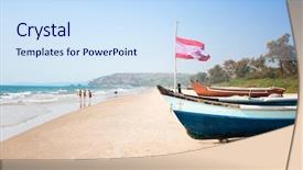  Presentation with goa beach - Beautiful presentation theme featuring flag at arambol harmal beach backdrop and a sky blue colored foreground