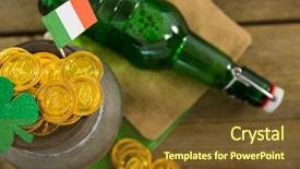 Presentation with st patricks day - Slide deck consisting of flag beer bottle and pot background and a tawny brown colored foreground