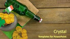 Presentation with st patricks day - Colorful slide deck enhanced with flag beer bottle and pot backdrop and a tawny brown colored foreground