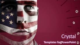  Presentation with american flag - Slide set featuring flag face paint against maroon background and a violet colored foreground