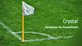  Presentation with soccer field - PPT theme enhanced with flag football - corner of a soccer field background and a forest green colored foreground