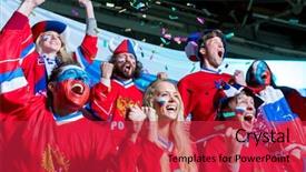  Presentation with sports fans - Colorful PPT layouts enhanced with flag football girls - young sports fans in stadium backdrop and a red colored foreground