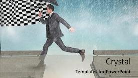  Presentation with broken bridge - Audience pleasing PPT theme consisting of flag in a broken bridge backdrop and a light gray colored foreground