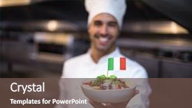  Presentation with chef - PPT theme having flag in a commercial kitchen background and a tawny brown colored foreground