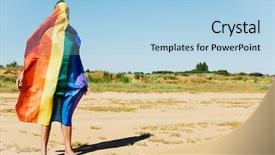  Presentation with rainbow flag - Audience pleasing presentation design consisting of flag in a natural landscape backdrop and a light blue colored foreground