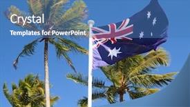  Presentation with australia - Theme having flag in tropical australia palm background and a teal colored foreground