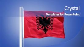  Presentation with albania - Slide deck featuring flag of albania flying background and a  colored foreground
