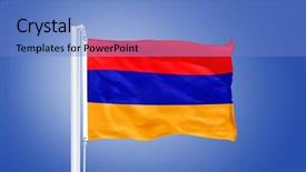  Presentation with armenia - PPT layouts with flag of armenia flying against a blue sky background and a teal colored foreground