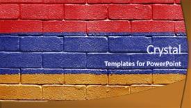  Presentation with armenia - Beautiful presentation theme featuring flag of armenia painted onto a grunge brick wall backdrop and a ocean colored foreground