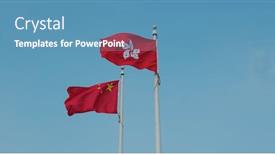  Presentation with hong kong flag - Audience pleasing presentation theme consisting of flag-of-china-and-hong backdrop and a teal colored foreground