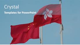  Presentation with hong kong flag - Presentation theme enhanced with flag-of-china-and-hong background and a teal colored foreground