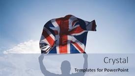 Presentation with britain - Slide set featuring flag-of-england-waving background and a light blue colored foreground