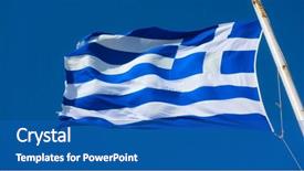  Presentation with sky blue - PPT layouts with flag of greece - waving greek background and a teal colored foreground