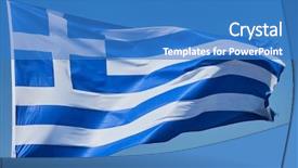  Presentation with greek - Slide deck consisting of flag of greece - waving greek background and a teal colored foreground