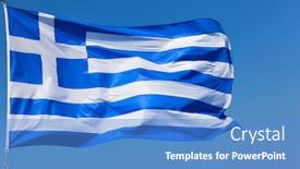  Presentation with greek - Beautiful presentation design featuring flag-of-greece-close-up backdrop and a teal colored foreground