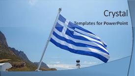  Presentation with cruise ship - Slide set with flag of greece background and a light blue colored foreground
