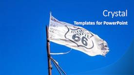  Presentation with transnational - Presentation theme having flag-of-historic-transnational-road background and a cobalt blue colored foreground