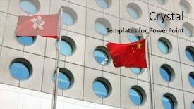  Presentation with hong kong flag - PPT theme with flag-of-hong-kong-china background and a light gray colored foreground