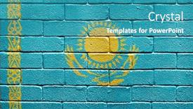  Presentation with kazakhstan - PPT theme with flag-of-kazakhstan-painted-onto background and a teal colored foreground