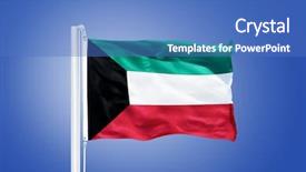  Presentation with kuwait - Slides featuring flag of kuwait flying background and a teal colored foreground
