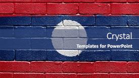  Presentation with brick wall - Presentation theme enhanced with flag-of-laos-painted-onto background and a ocean colored foreground