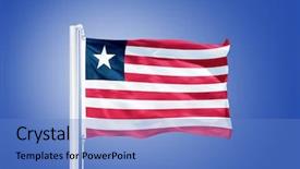  Presentation with blue sky - Amazing theme having flag of liberia flying backdrop and a teal colored foreground