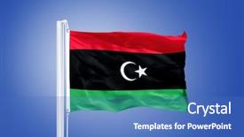  Presentation with sky blue - Theme featuring flag of libya flying background and a teal colored foreground