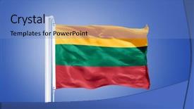  Presentation with flying - Slides with flag-of-lithuania-flying-against background and a teal colored foreground