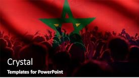  Presentation with soccer fans - PPT layouts having flag-of-morocco-overs-soccer background and a black colored foreground