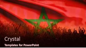  Presentation with soccer fans - Presentation theme enhanced with flag-of-morocco-overs-soccer background and a wine colored foreground