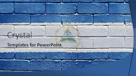  Presentation with brick wall - PPT layouts with flag-of-nicaragua-painted-onto background and a light blue colored foreground