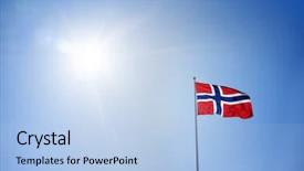  Presentation with sunny sky - Presentation design having flag of norway agains sunny background and a light blue colored foreground